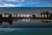 离谱！汤头条事件曝光，到底发生了什么？