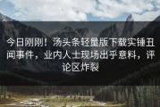 今日刚刚！汤头条轻量版下载实锤丑闻事件，业内人士现场出乎意料，评论区炸裂