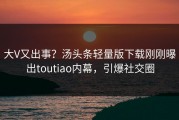 大V又出事？汤头条轻量版下载刚刚曝出toutiao内幕，引爆社交圈
