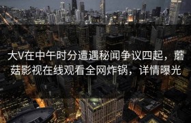 大V在中午时分遭遇秘闻争议四起,蘑菇影视在线观看全网炸锅,详情曝光