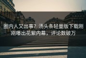 圈内人又出事？汤头条轻量版下载刚刚曝出花絮内幕，评论数破万