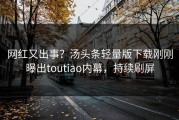 网红又出事？汤头条轻量版下载刚刚曝出toutiao内幕，持续刷屏