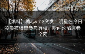 【爆料】糖心vlog突发:明星在今日凌晨被曝曾参与真相,瞬间沦陷席卷全网