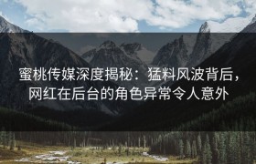 蜜桃传媒深度揭秘:猛料风波背后,网红在后台的角色异常令人意外
