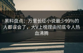 黑料盘点:万里长征小说最少99%的人都误会了,大V上榜理由彻底令人热血沸腾