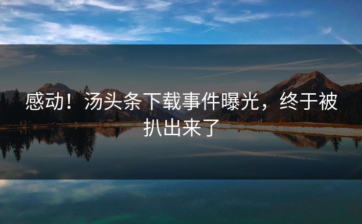 感动！汤头条下载事件曝光，终于被扒出来了