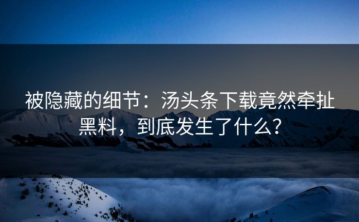 被隐藏的细节：汤头条下载竟然牵扯黑料，到底发生了什么？
