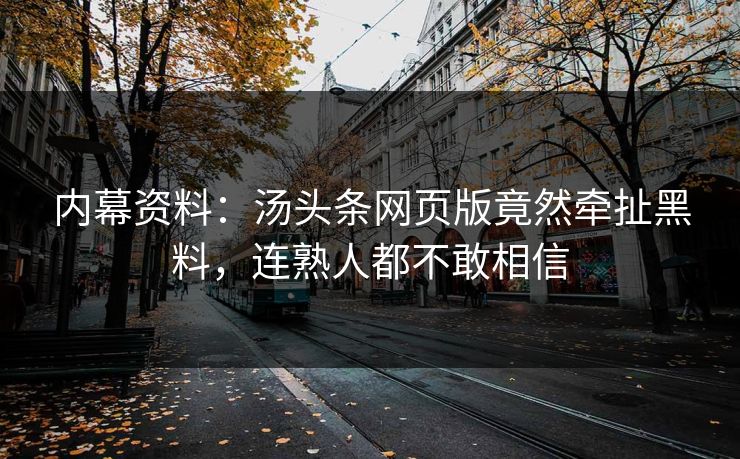 内幕资料：汤头条网页版竟然牵扯黑料，连熟人都不敢相信