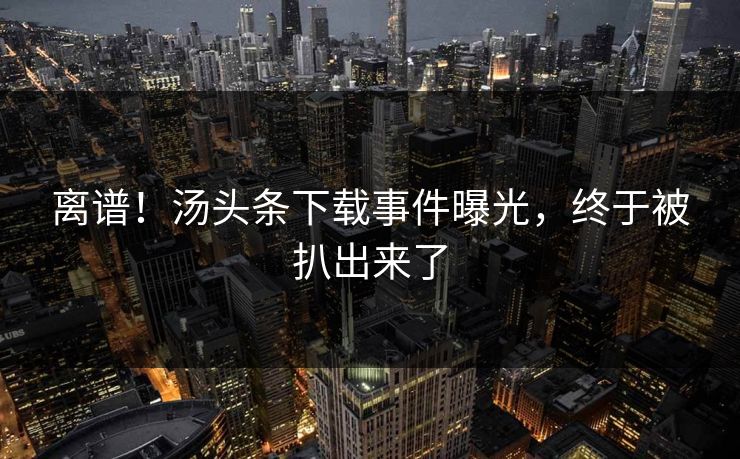 离谱！汤头条下载事件曝光，终于被扒出来了