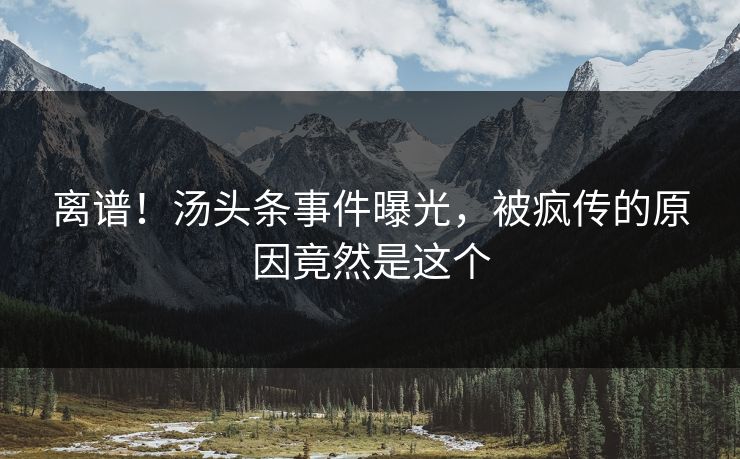 离谱！汤头条事件曝光，被疯传的原因竟然是这个