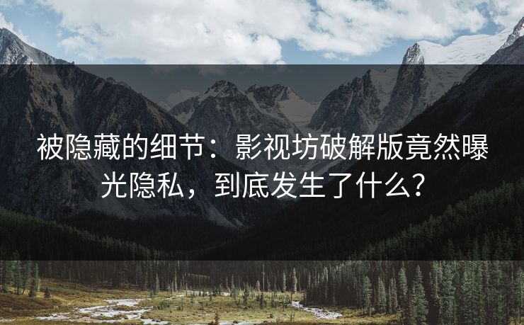 被隐藏的细节：影视坊破解版竟然曝光隐私，到底发生了什么？