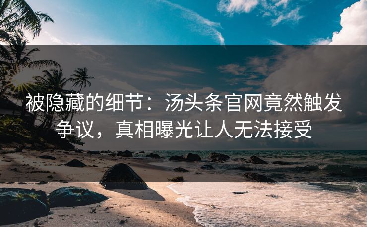 被隐藏的细节：汤头条官网竟然触发争议，真相曝光让人无法接受