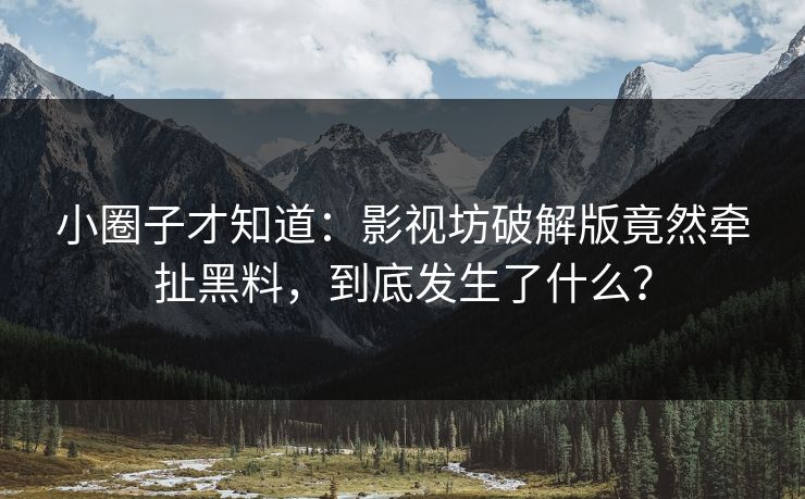 小圈子才知道：影视坊破解版竟然牵扯黑料，到底发生了什么？