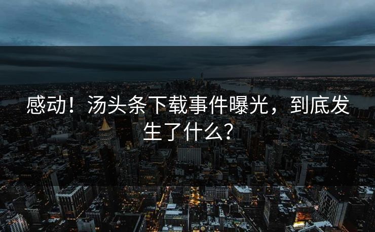 感动！汤头条下载事件曝光，到底发生了什么？