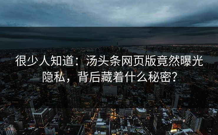很少人知道：汤头条网页版竟然曝光隐私，背后藏着什么秘密？