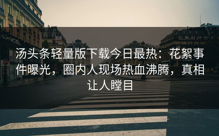 汤头条轻量版下载今日最热：花絮事件曝光，圈内人现场热血沸腾，真相让人瞠目