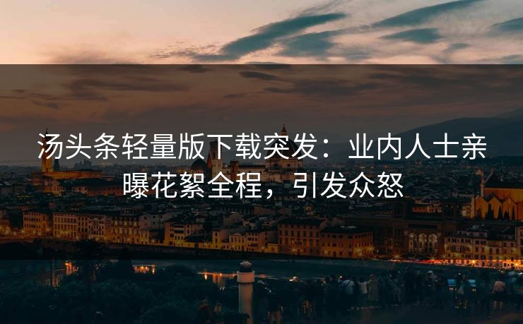 汤头条轻量版下载突发：业内人士亲曝花絮全程，引发众怒
