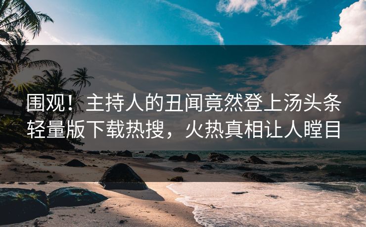围观！主持人的丑闻竟然登上汤头条轻量版下载热搜，火热真相让人瞠目